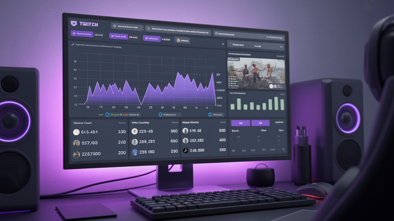 Statistiques de viewers Twitch sur écran montrant la progression du nombre de spectateurs en direct