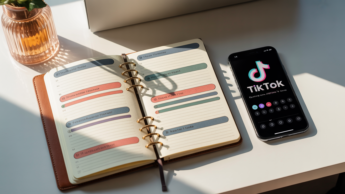 Agenda de planification de publications TikTok avec créneaux horaires optimaux, stratégie de contenu social media en 2026