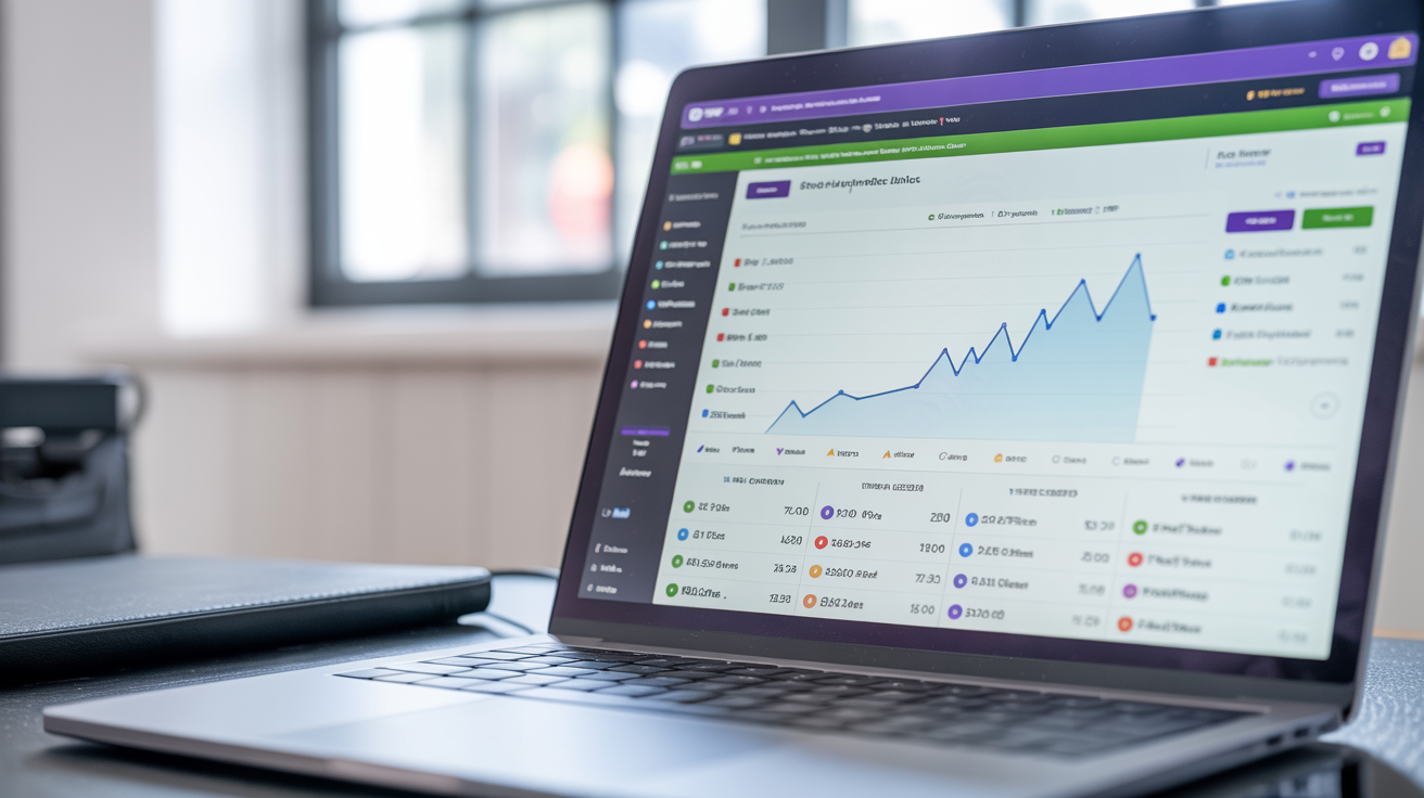 Twitch analytics-panel som viser kurve for følgervekst på bærbar datamaskin