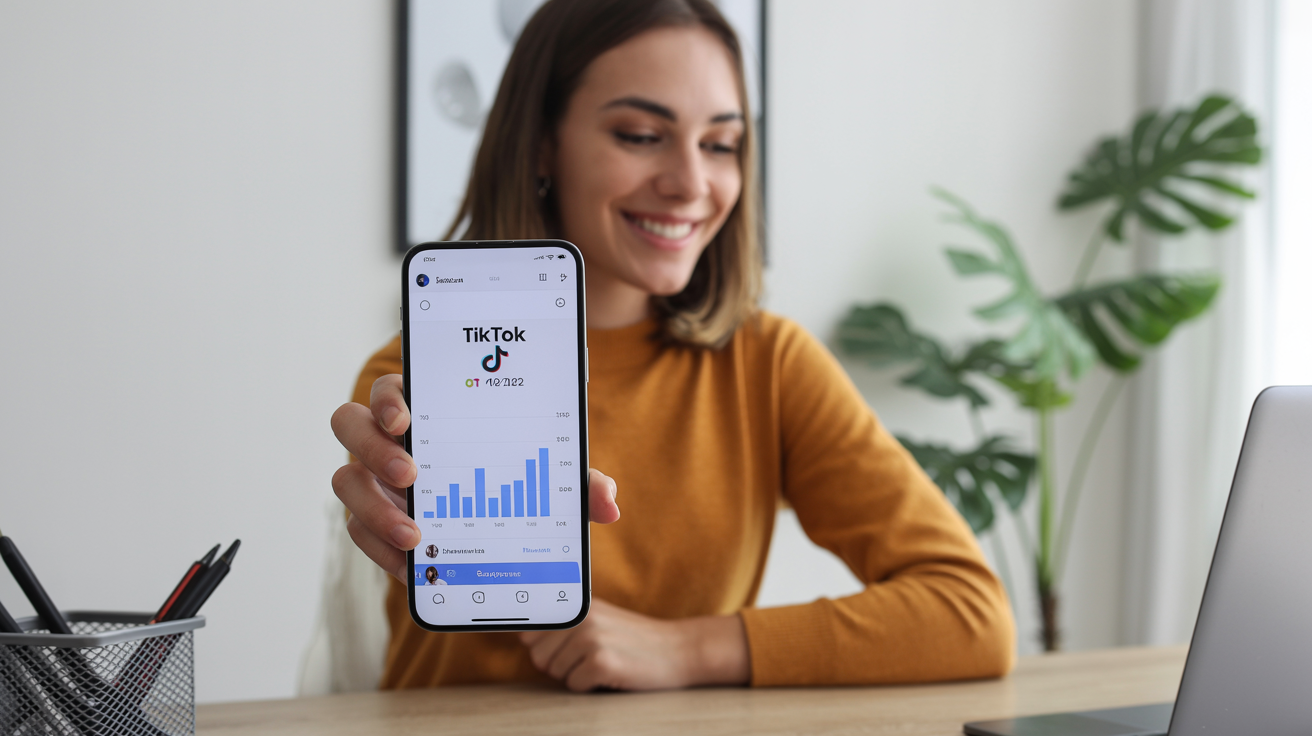 Content Creator analysiert TikTok Follower Anzahl und Engagement Daten zusammen