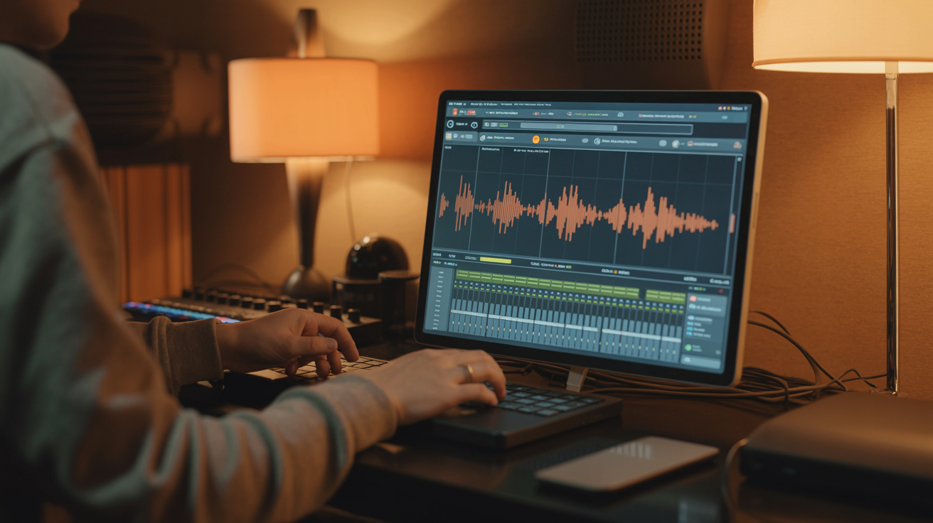 Interface SoundCloud affichée sur un écran d'ordinateur lors d'une mise en ligne de titre musical