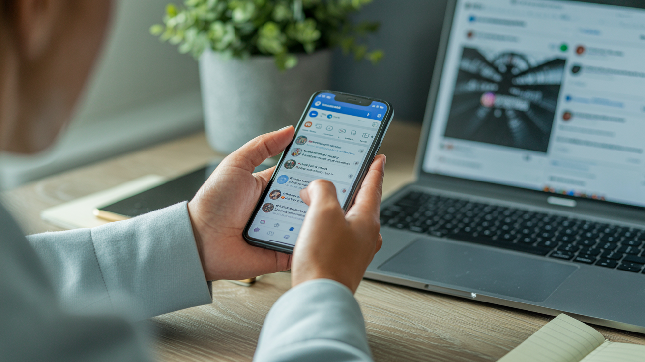 Facebook akışında pek çok beğeni alan gönderiyi kaydıran kişi, sosyal medya pazarlaması ve Facebook'ta katılım, 2025
