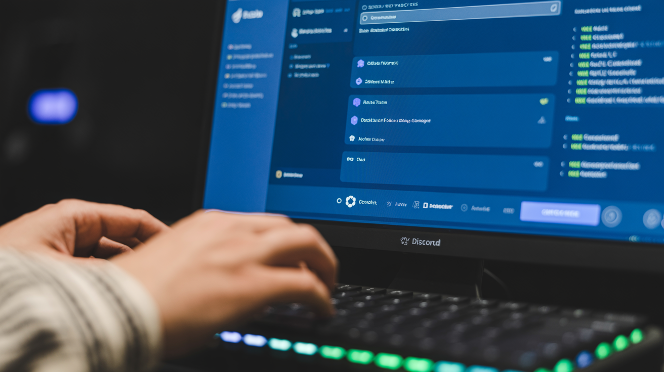 Administrateur de serveur Discord passant commande de membres sur une interface web professionnelle