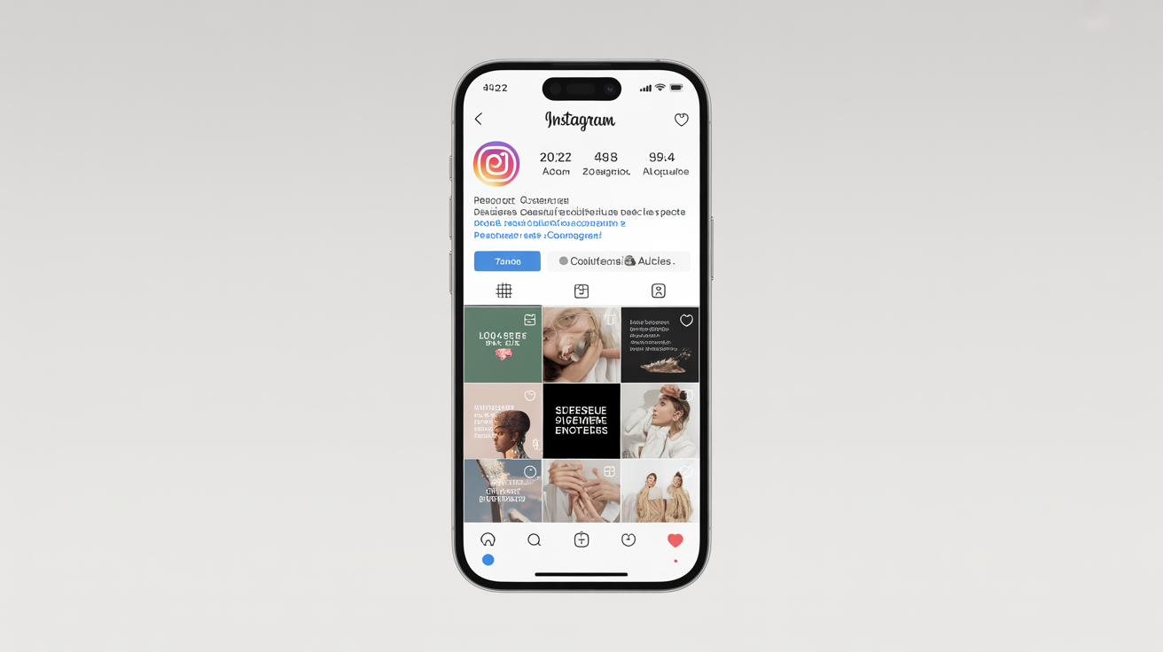 Fil Instagram francophone affiché sur smartphone avec statistiques d'engagement visibles, photographie éditoriale professionnelle