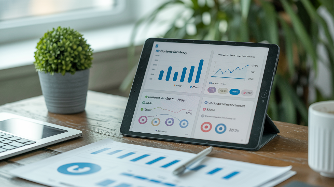LinkedIn-analyseresultat på tablet viser gendeling og indholds-rækkevide-data, professionel social media-strategi