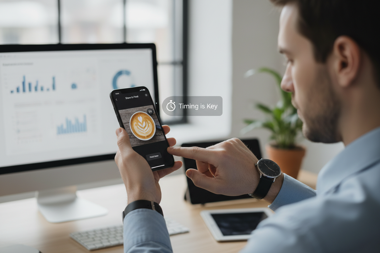 Personne qui regarde sa montre avant de publier une vidéo avec son téléphone